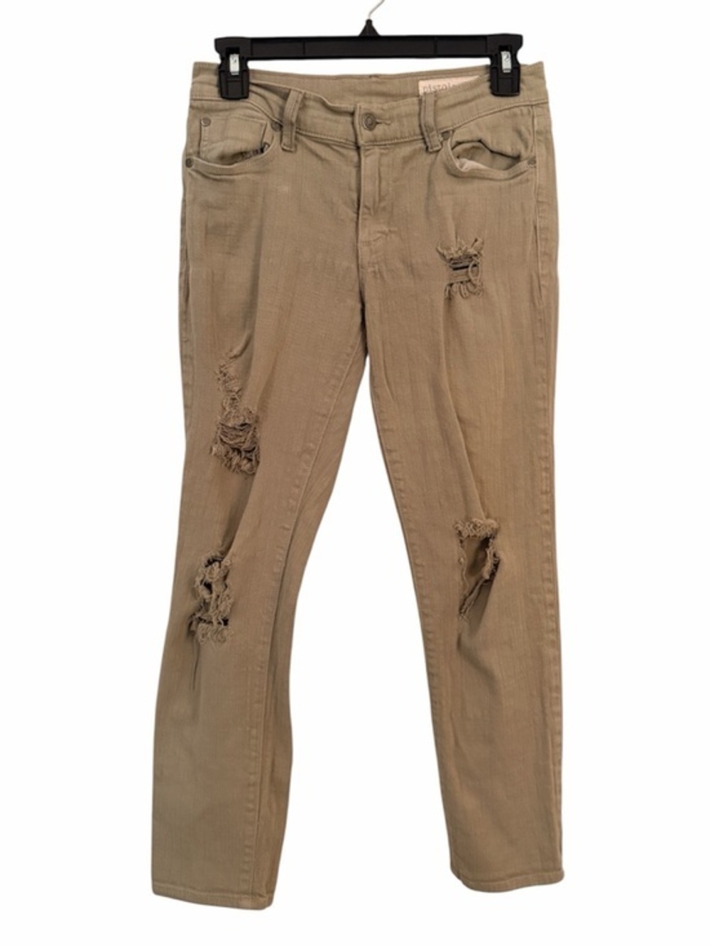 PISTOLA 26 Low Rise Stretch Skinny Ripped Jeans Faded Sage Green
